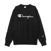 Sort Crewneck Sweatshirt med Stort Logo