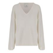 Bomuld Cashmere V-Hals Strikvarer Sweater