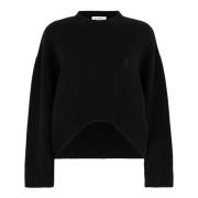 Sort Logo Broderet Oversized Sweater