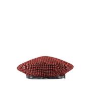 Rød Uld Beret Check Hat