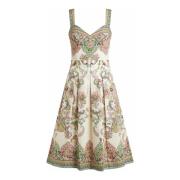 Hvid Blomstret Paisley Midi Kjole