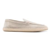 Beige Ruskind Loafers med Raffia Sål