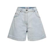 Broderede Denim Shorts Blå