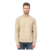 Beige Bomuldssweater med broderet logo