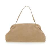 Beige Skuldertaske med Logo Bogstaver