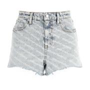 Printede denim shorts til kvinder