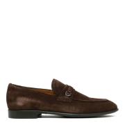 Brune Ruskind Loafers med Gancio Bit