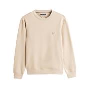 Beige Crewneck Sweatshirt med Broderet Logo