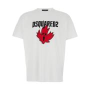 Screaming Maple Print Hvid T-shirt