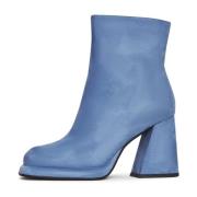 Casual Block Heel Ankle Boots - Blue