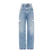 Blå Vintage Stil Kvinders Jeans