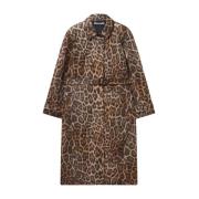 Leopard Print Bælte Trench Coat