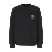 Sort Bi Broderet Crew Neck Sweater