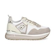 Beige Sneakers med Hvide Detaljer