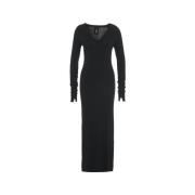 Sort Maxi Kjole V-Hals Elegant Stil