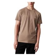 Beige Bomuld T-shirt, Kort Ærme