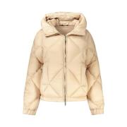 Beige Diamond Quilted Puffer Jacket