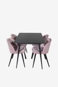 Venture Home - Spisegruppe Silar med 4 spisebordsstole Velvet - Sort -...