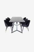 Venture Home - Spisegruppe Maggie med 6 spisebordsstole Valleta - Sort...