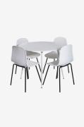 Venture Home - Spisegruppe Plaza med 4 spisebordsstole Arctic - Hvid -...