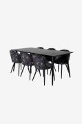 Venture Home - Spisegruppe Dipp med 6 spisebordsstole Velvet - Sort - ...