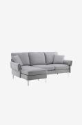 Venture Home - 3-pers. sofa Toulouse - Grå - Sofaer med chaiselong - -...