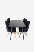 Venture Home - Spisegruppe Gold med 6 spisebordsstole Velvet Deluxe - ...