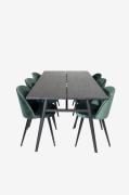 Venture Home - Spisegruppe Sleek med 6 spisebordsstole Velvet - Sort -...