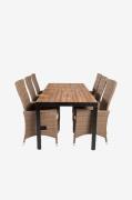 Venture Home - Spisegruppe Bois med 6 spisebordsstole Padova - Natur -...