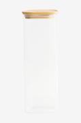 Pebbly - Firkantede dåser med bambuslåg 2200 ml - Transparent - Opbeva...