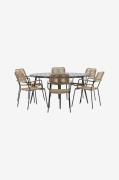 Venture Home - Spisegruppe Break med 6 stole Lindos - Sort - Spisegrup...