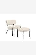 Loft24 - Loungestol med skammel Jerry - Hvid - Lænestole - - Homeroom