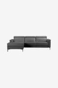 Loft24 - Sofa 2 sæder 1 liggestol Elektrisk Lund - Sort - 2-pers. sofa...