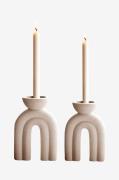 Zelected by Houze - Sæt/2 Lysestage Giovanna beige - Beige - Lysestage...