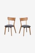 Wood Furniture - Spisebordsstol sæt med to Diana Soft, mørkegrå - Brun...
