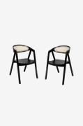 Wood Furniture - Spisebordsstol sæt med to Aldo Cane Black , eg - Sort...