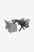 LifestyleGarden - Bord 150 cm & 4 stk. kviksølvstole - Sort - Spisegru...