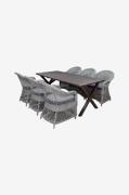 LifestyleGarden - Bord 190 cm & 6 stk Marbella-stole - Brun - Spisegru...