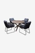 LifestyleGarden - Bord Ø 112 cm & 4 stk. mikado-stole - Brun - Spisegr...