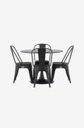 Venture Home - Spisegruppe Glade med 4 spisebordsstole Tempe - Sort - ...