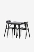 Venture Home - Spisegruppe Tempe med 2 spisebordsstole Ursholmen - Sor...