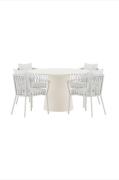 Venture Home - Lanzo-spisebord med Linos-stol - Hvid - Spisegrupper - ...