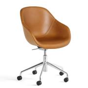 HAY AAC 155 Kontorstol - Poleret Alu Stel - Sense Læder - Sense Læder ...