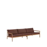 Ethnicraft Teak Jack Outdoor Sofa - 265cm - Burgundy