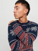 JACK & JONES Pullover 'SNOWBALL'  navy / rød / hvid