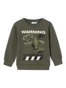 NAME IT Sweatshirt 'Nat Jurassic'  grøn / khaki / sort / hvid
