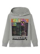 NAME IT Sweatshirt 'Jiz Minecraft'  grå-meleret / lime / lyselilla / s...