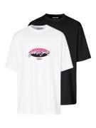 JACK & JONES Bluser & t-shirts 'TAMPA'  mørkegrøn / pink / sort / hvid