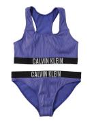 Calvin Klein Swimwear Bikini  mørkelilla / sort / hvid