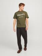 JACK & JONES Bluser & t-shirts 'MICK'  oliven / sort / hvid